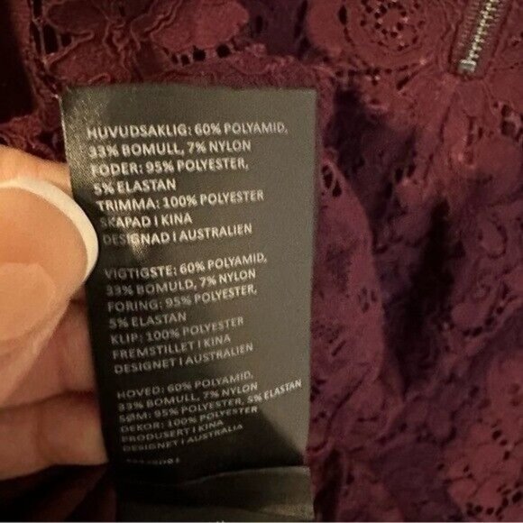 Bardot  Womens Burgundy Lace Zippered Mock Neck Floral Cocktail Sheath Dress 10 - Picture 10 of 12